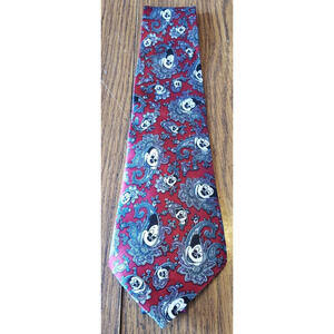 Vintage Disney Mickey Mouse & Co Red Blue Paisley Necktie Tie